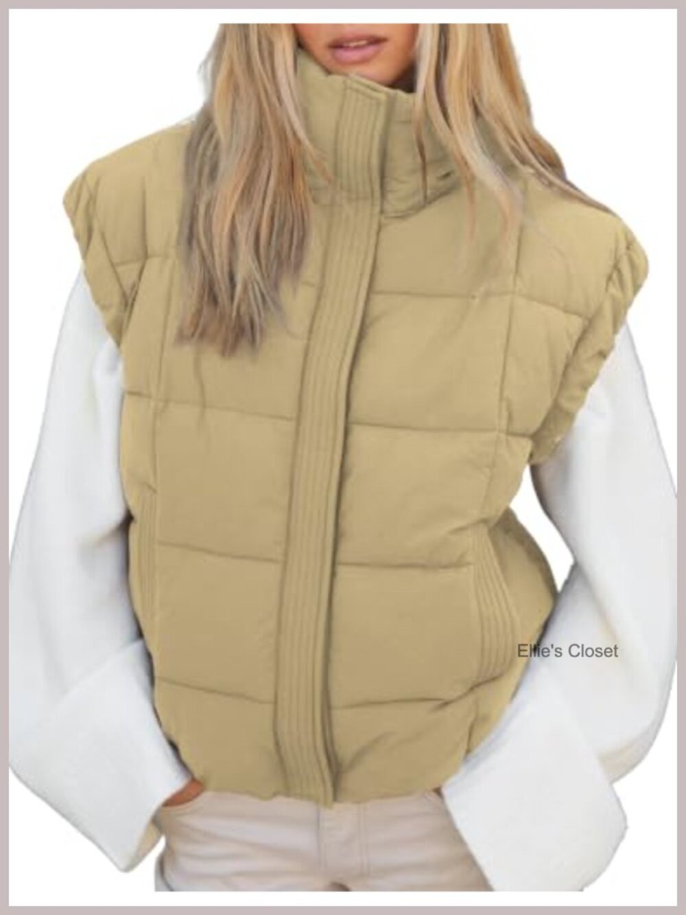 Lightweight Cropped Padded Puffer Vest Stand Collar Snap Button